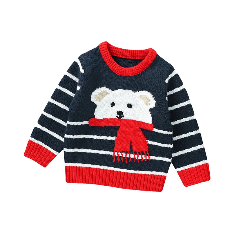 Josh Teddy Bear Print Long Sleeve Sweater