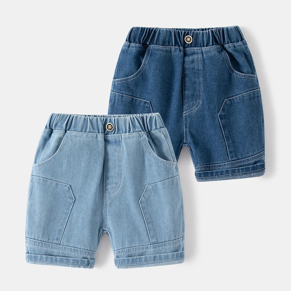 Federico Boys Summer Jean Shorts Solid Color Fashion Elastic Waist