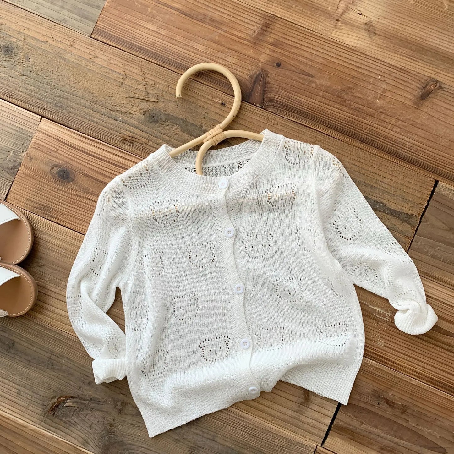 Ottis Knitted Hollow-Out Bear Sweater