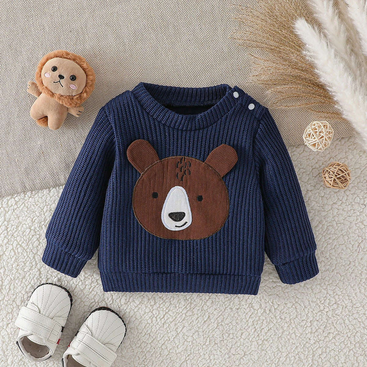 Ben Long Sleeve Cartoon Bear Sweater