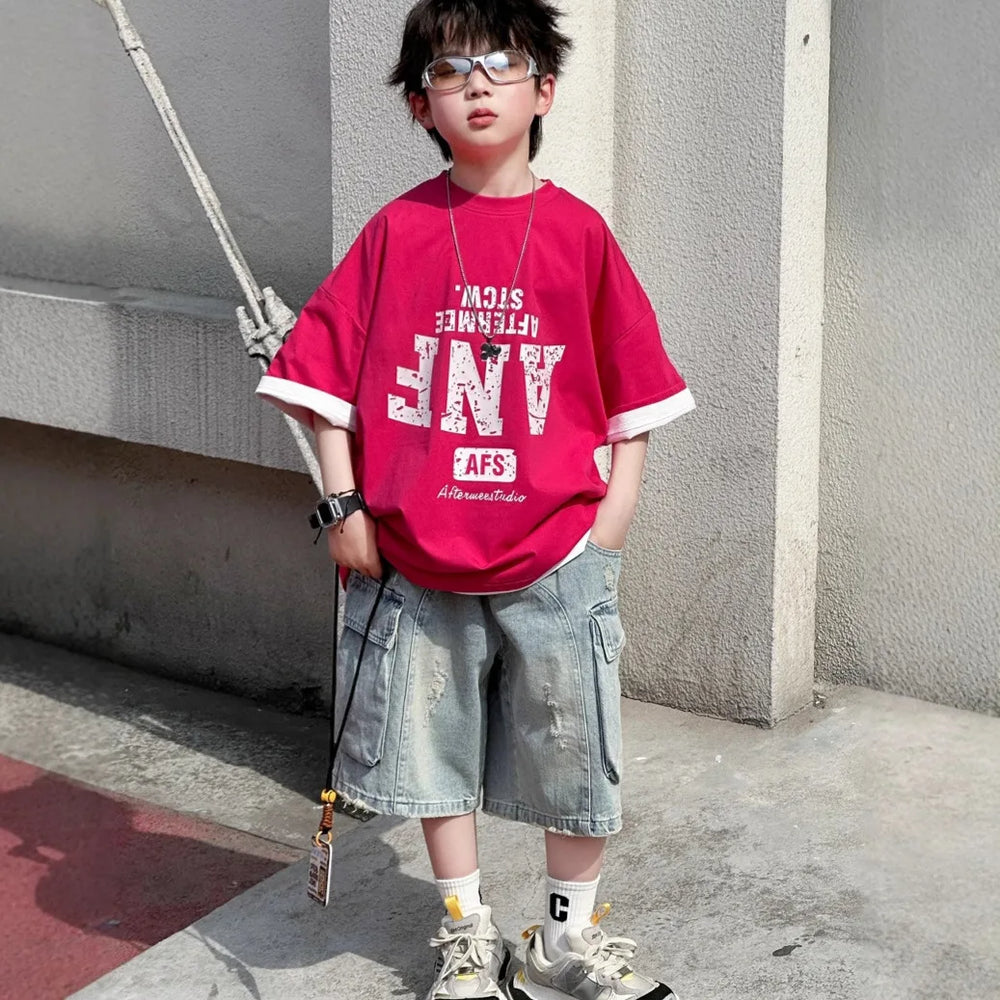 Charlie Short Sleeved Cotton Loose Tees - GuGuTon baby store - Baby Fashion - Toddlers Outfits - Babies Outfits - Toddler Clothes - Kids Clothing - Newborn Clothes - Newborn Wear - Kids Wear - Trending Clothes - Trending Outfits - Fall Fashion - Winter Fashion - Girls Clothes - Boys Clothes - Babies Wear - Kids Accessories - KidsWear - Summer Clothes - Summer Fashion - Summer Trend - Falls Sweaters - Tops - Bottom - Jeans - Blouse - Dresses - Newborn Dresses - Toys