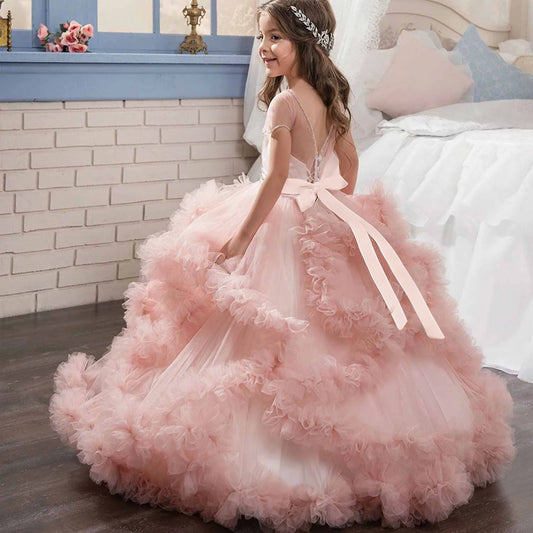 Girls Pageant Prom Dress - Tulle Beaded Ball Gown
