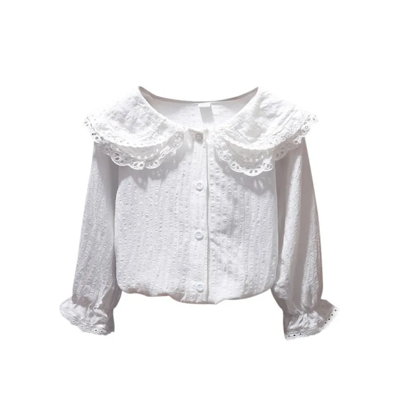 Gabriela Sleeve Lace Collar Autumn Korean Style Whit