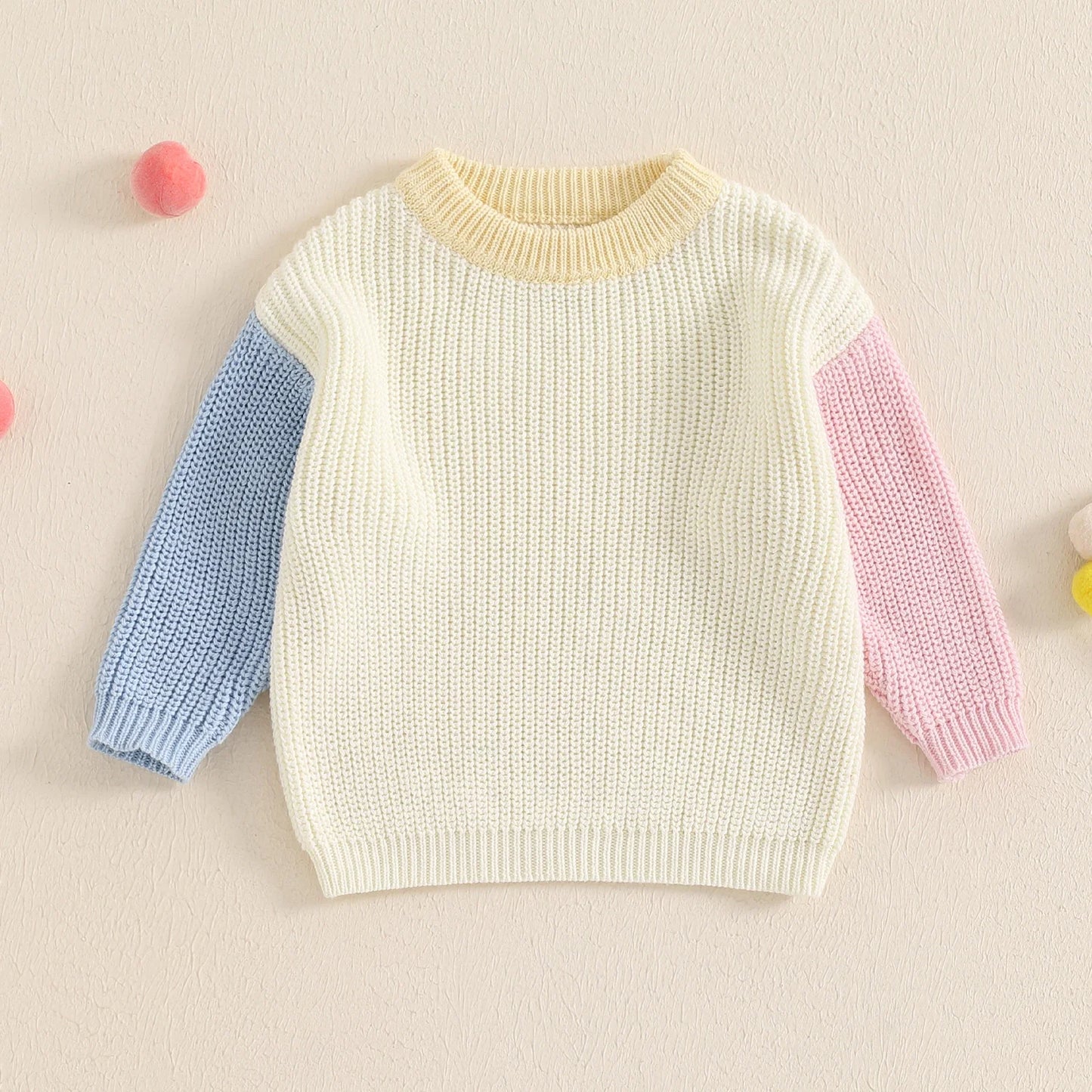 Damian Long Sleeve Contrast Color Sweater
