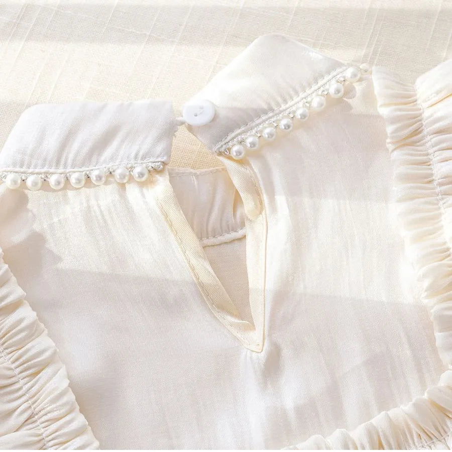 Candela Blouse Summer Striped Korean Baby Long Sleeve Tops