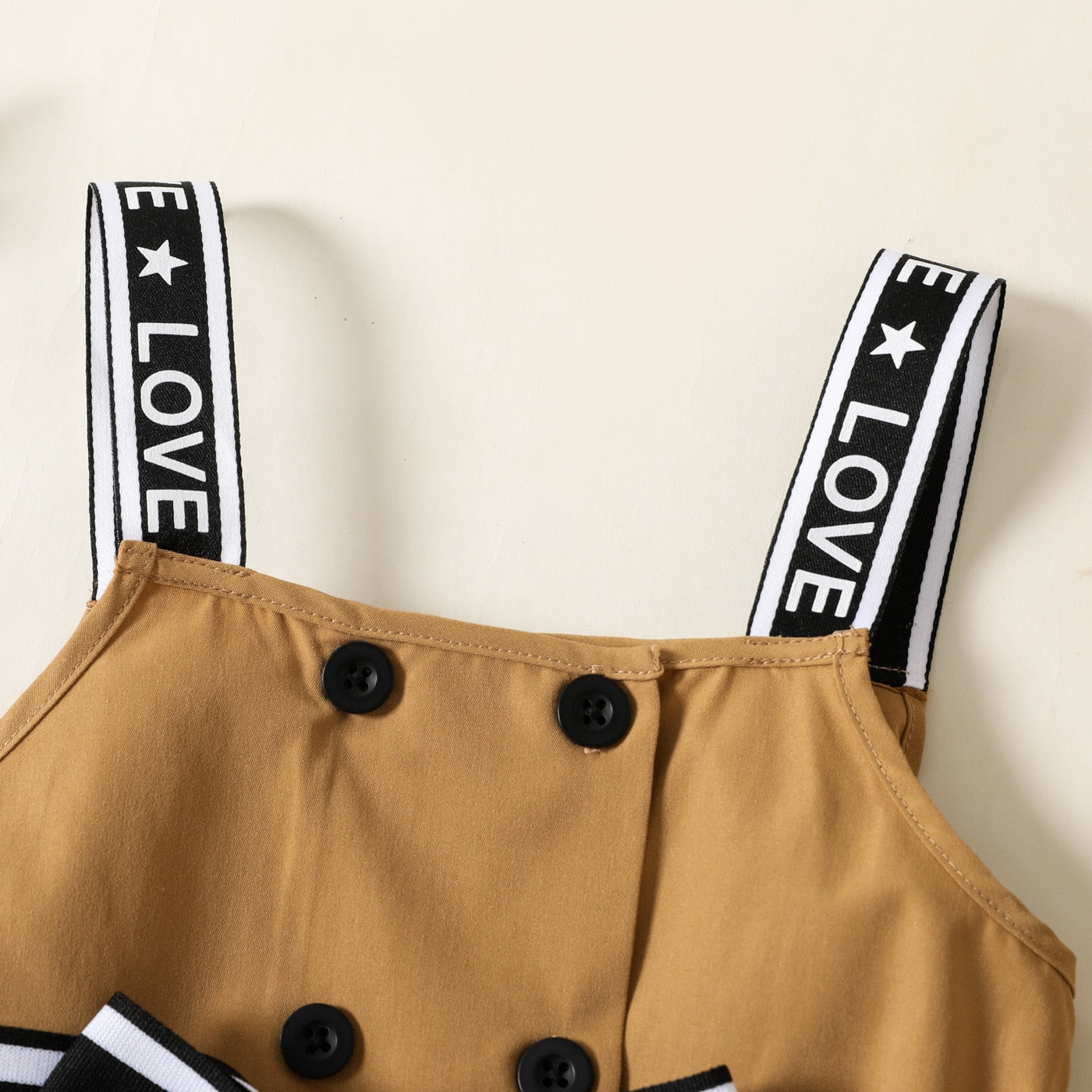 Salomé Girl Letter Print Button Design Belted Strap Dress