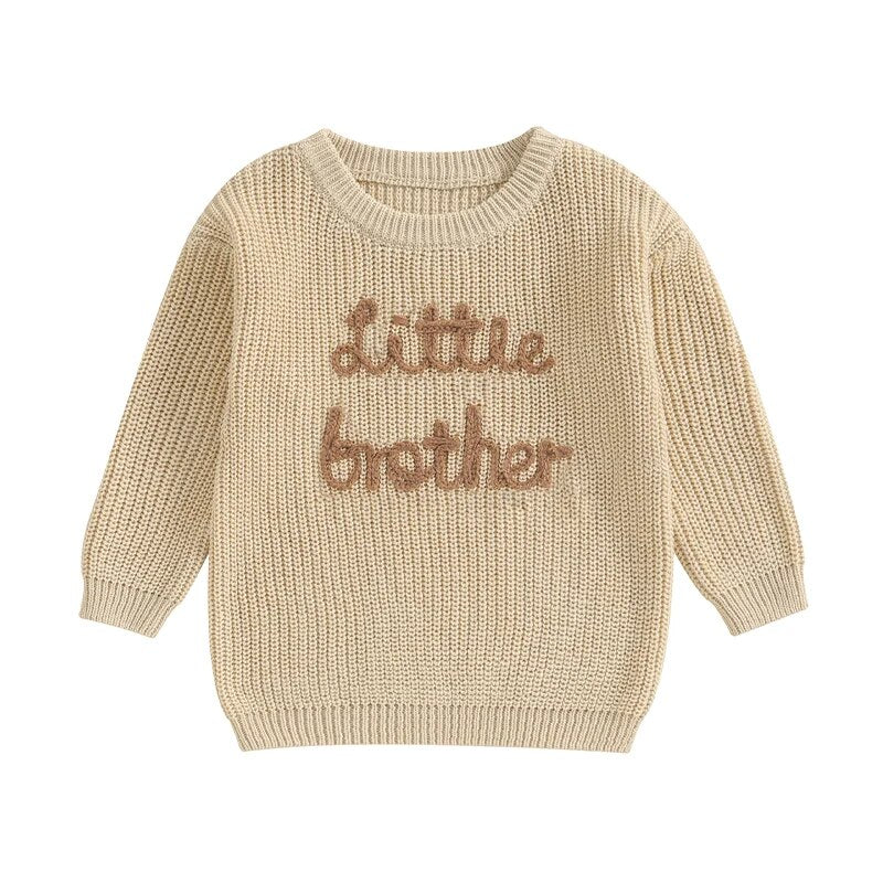 Nidia Sweater Letter Embroidery Little Brother Crew Neck Long Sleeve