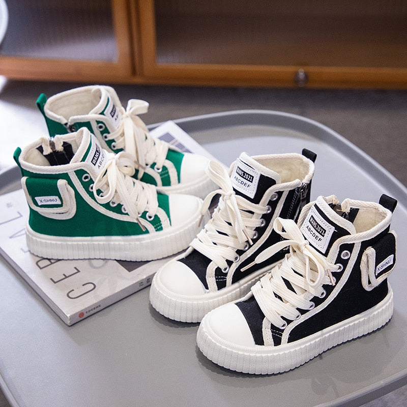 Boys Side Zipper Cute Fashion Children Casual Shoes Platform Simple