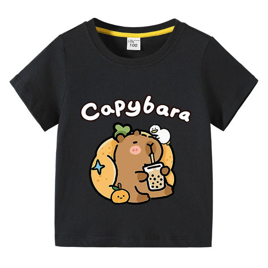 Carlos Cute Capibara Round Neck Tees - GuGuTon baby store - Baby Fashion - Toddlers Outfits - Babies Outfits - Toddler Clothes - Kids Clothing - Newborn Clothes - Newborn Wear - Kids Wear - Trending Clothes - Trending Outfits - Fall Fashion - Winter Fashion - Girls Clothes - Boys Clothes - Babies Wear - Kids Accessories - KidsWear - Summer Clothes - Summer Fashion - Summer Trend - Falls Sweaters - Tops - Bottom - Jeans - Blouse - Dresses - Newborn Dresses - Toys