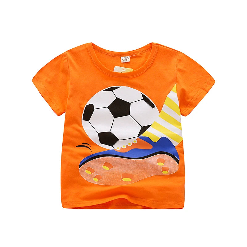 Wilson Cartoon Car Print Cotton Tops Tees
