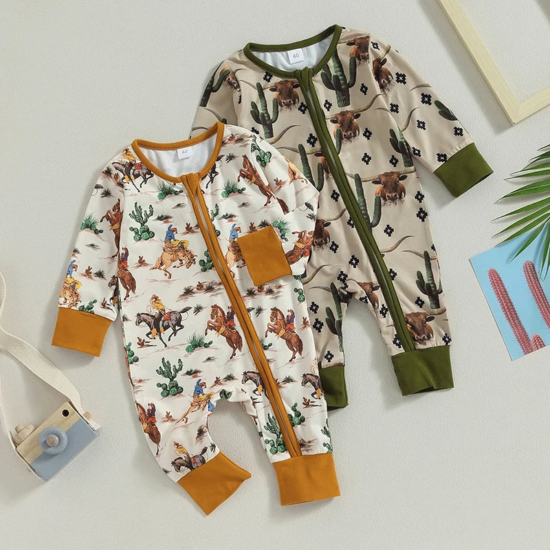 Lucas Baby Boys Jumpsuit Long Sleeve Print Zipped Autumn Clothes