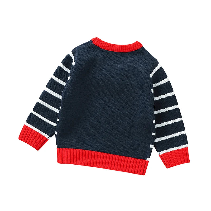 Josh Teddy Bear Print Long Sleeve Sweater