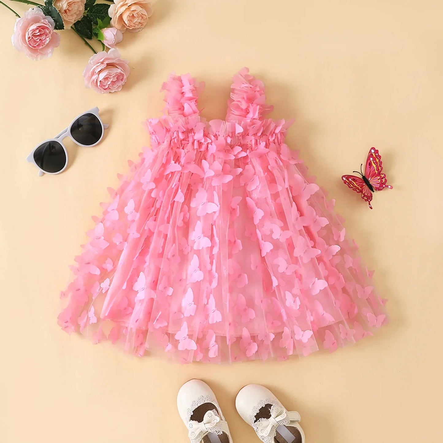 Guadalupe Girls Dress 3D Butterfly Solid Sleeveless Summer - GuGuTon baby store - Baby Fashion - Toddlers Outfits - Babies Outfits - Toddler Clothes - Kids Clothing - Newborn Clothes - Newborn Wear - Kids Wear - Trending Clothes - Trending Outfits - Fall Fashion - Winter Fashion - Girls Clothes - Boys Clothes - Babies Wear - Kids Accessories - KidsWear - Summer Clothes - Summer Fashion - Summer Trend - Falls Sweaters - Tops - Bottom - Jeans - Blouse - Dresses - Newborn Dresses - Toys