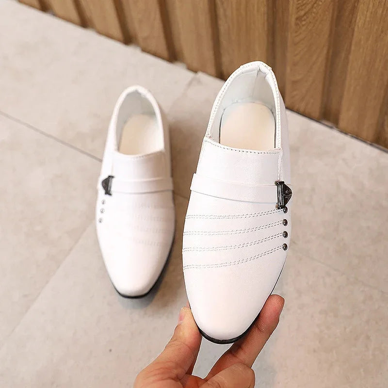 Boys Toddlers Fashion Children Leather Kids Formal Shoes For Wedding Show Stage British Style Pointed Toes-30 21 - GuGuTon