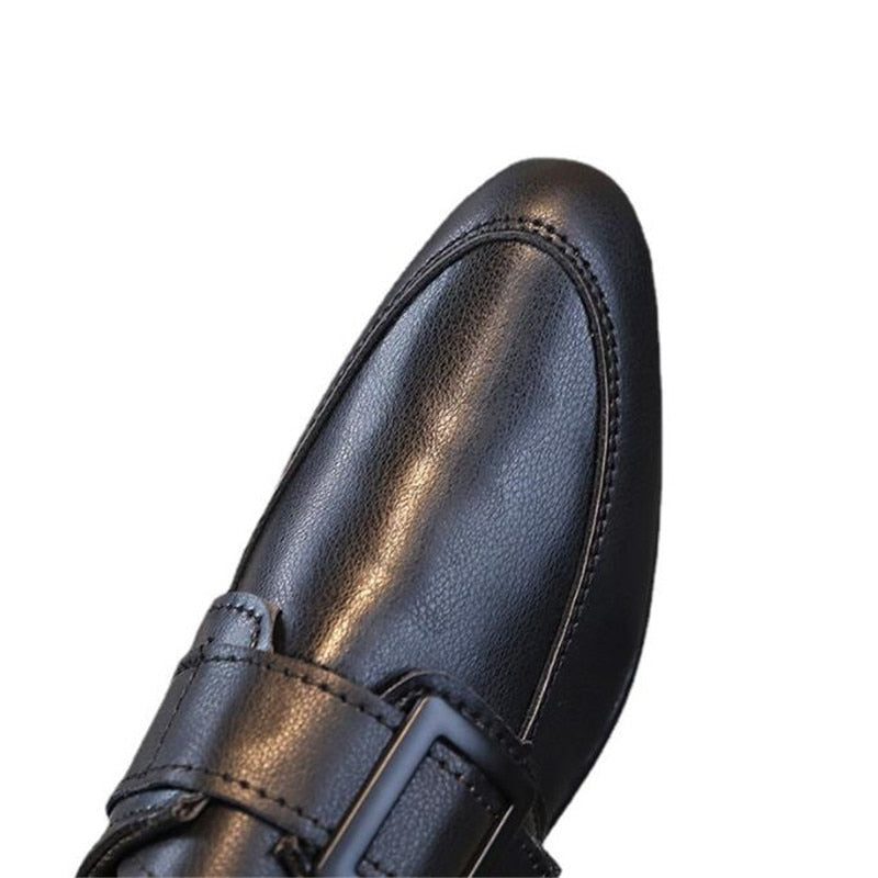 Performance Pointed Toe Children Leather Black Boy Kids Wedding Shoes - GuGuTon
