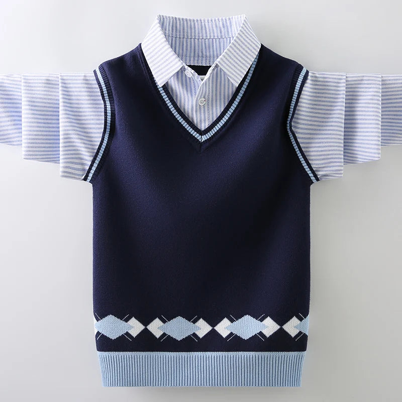 Andres Uniform Turn Collar Vest Sweater