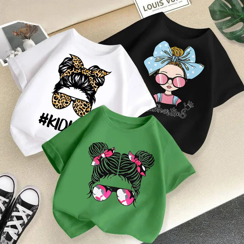 Maria Summer T-Shirt New Children's-Sleeved Round Neck Tops Baby