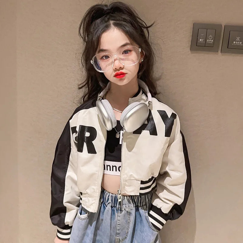 Jhanna Autumn Girls Jacket Fashion Letter Zipper
