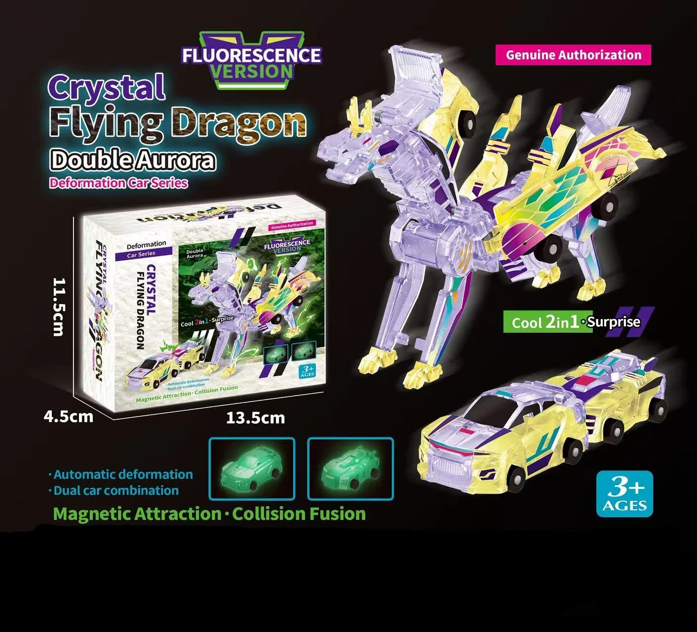 Unicorn Transformer : Magic Transformation Super Combination Car Toy 2 In 1