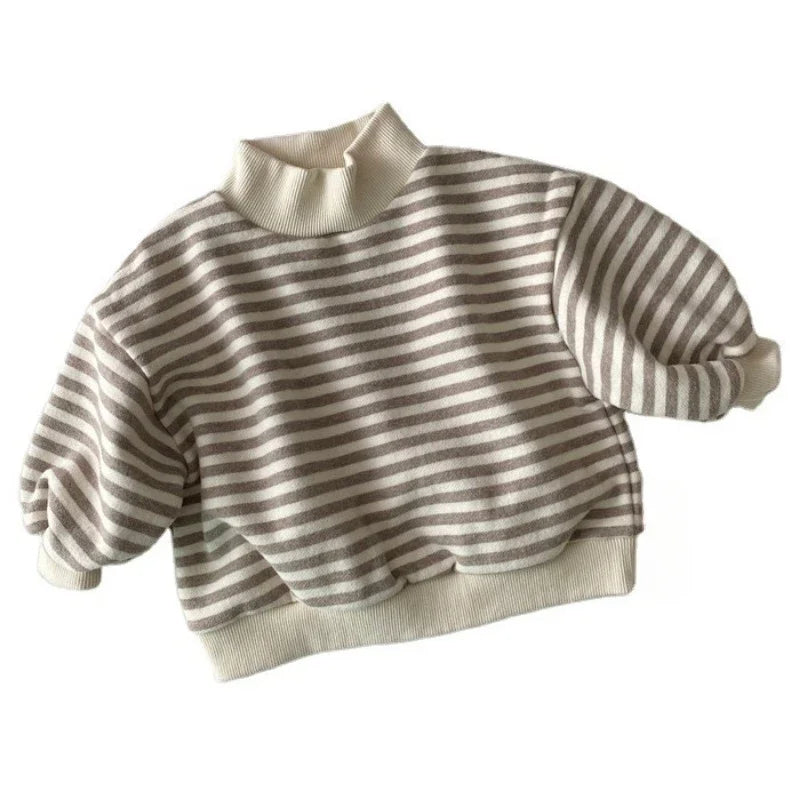 Kiba Cotton Stripes High Neck Sweater