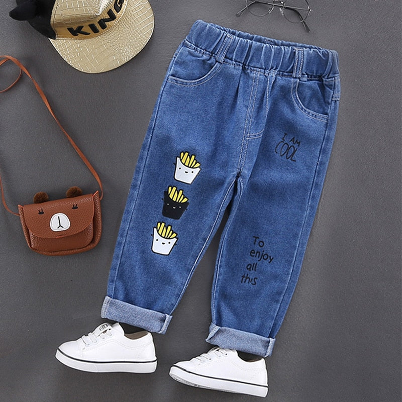Roswil Children Clothes Cartoon Print Kids Cotton Casual Trousers