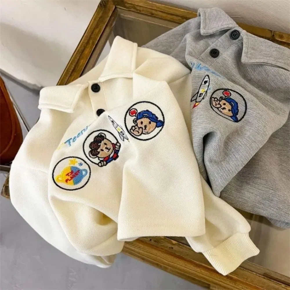 Gever Long Sleeve Polo Neck Loose Baby Sweater