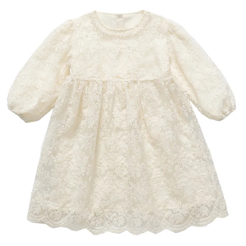 Girls’ Floral Dress with Lace Trim – Fully Lined Spring Dress