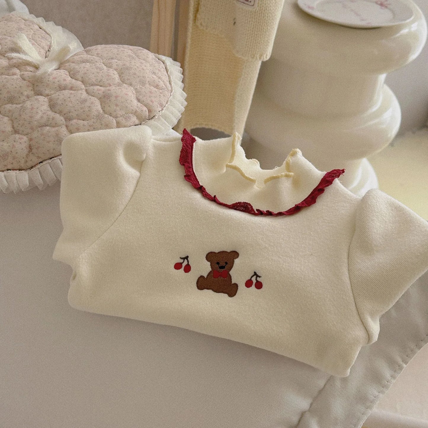Lisa Bunny Embroidery Fleece Tops for Girls