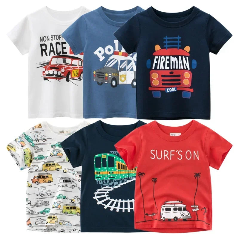 Melvin Cartoon Car Boys O-Neck Cotton Tees