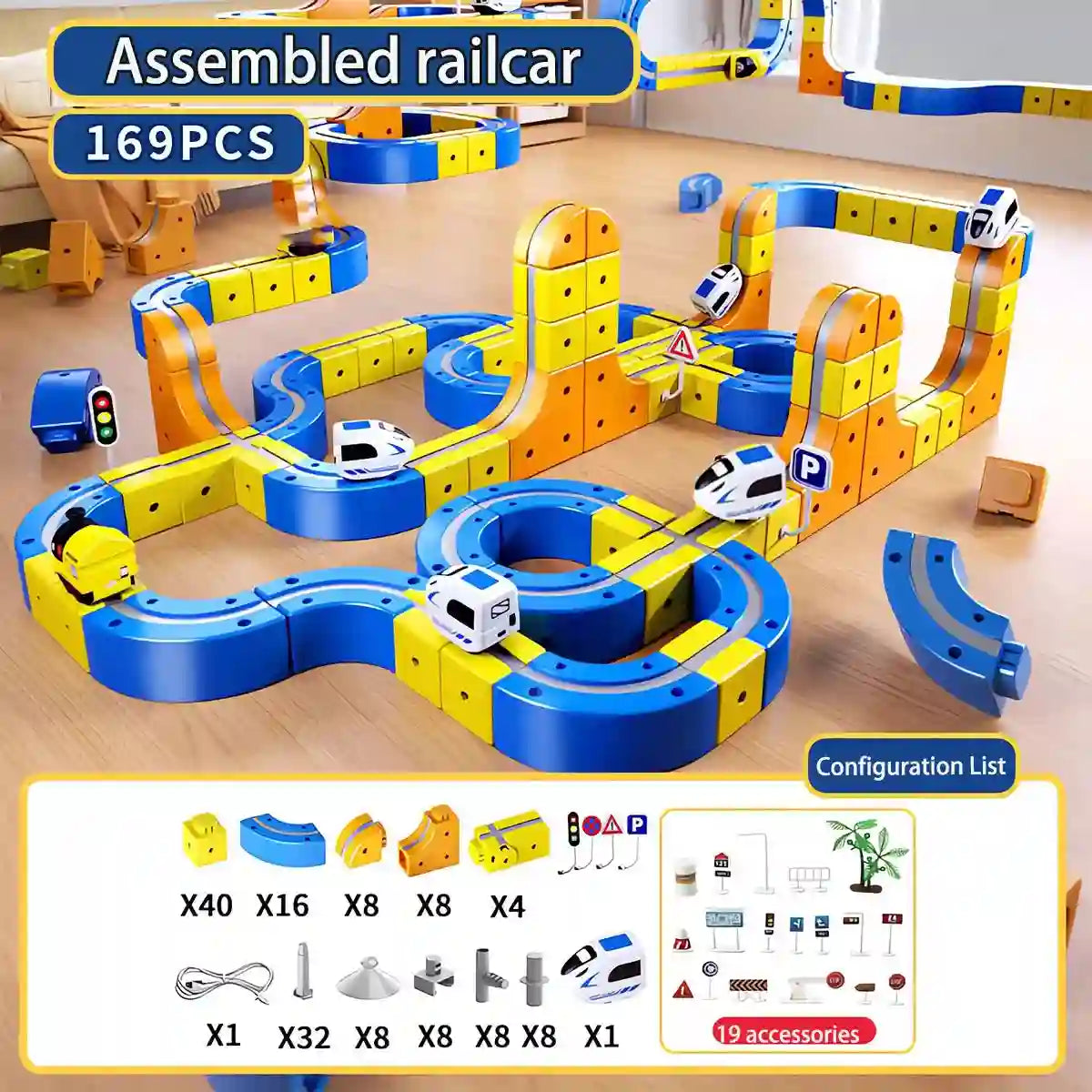DIY Electric Magnetic Track Set With High-Speed Rail Vehicles (1-100+pieces)