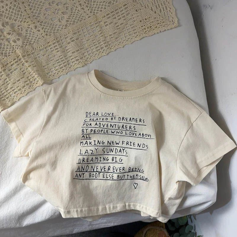 Elvis Loose Baby Letter Short Sleeves Tees