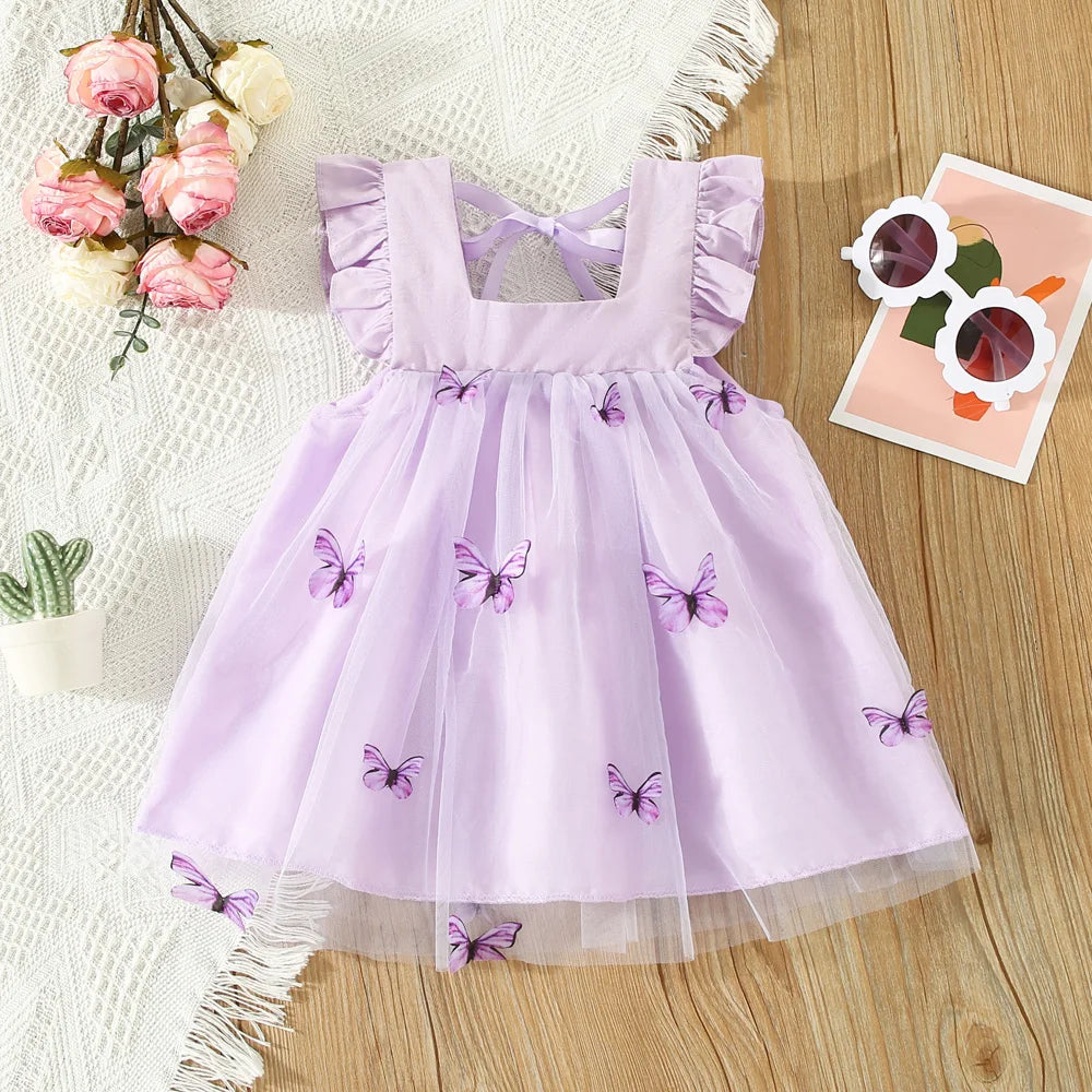 Summer Baby Girl Dress Girls Green Butterfly Mesh Princess Dress