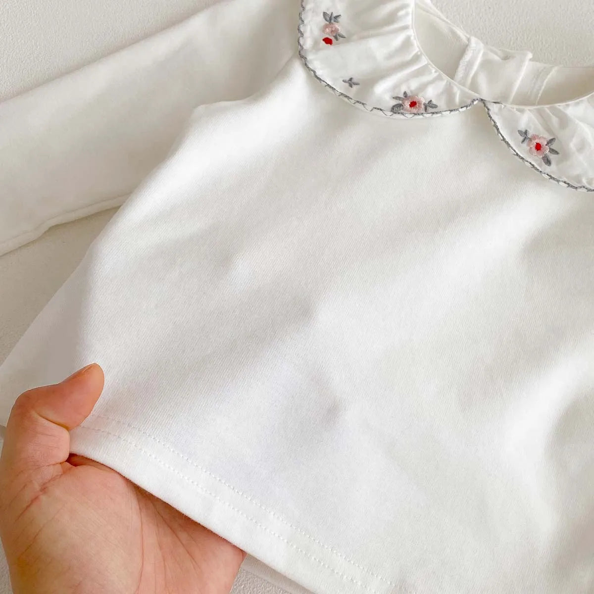 Amelia Embroidered Doll Collar Long Sleeve Top
