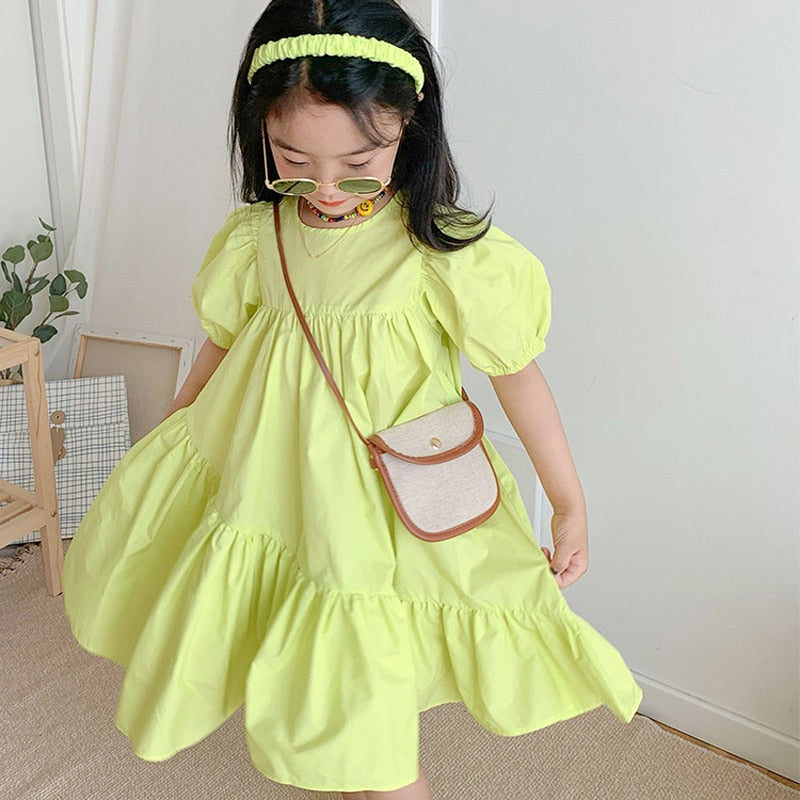 Naomi Summer Stitching Sleeved Dress Big Swing Edge Princess