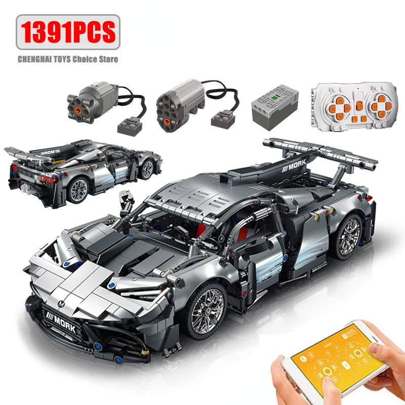 Technical APP Remote Control Moter Power Sport Car Building Blocks Bricks Speed Racing Supercar Sets Toys For Kids Models Gifts