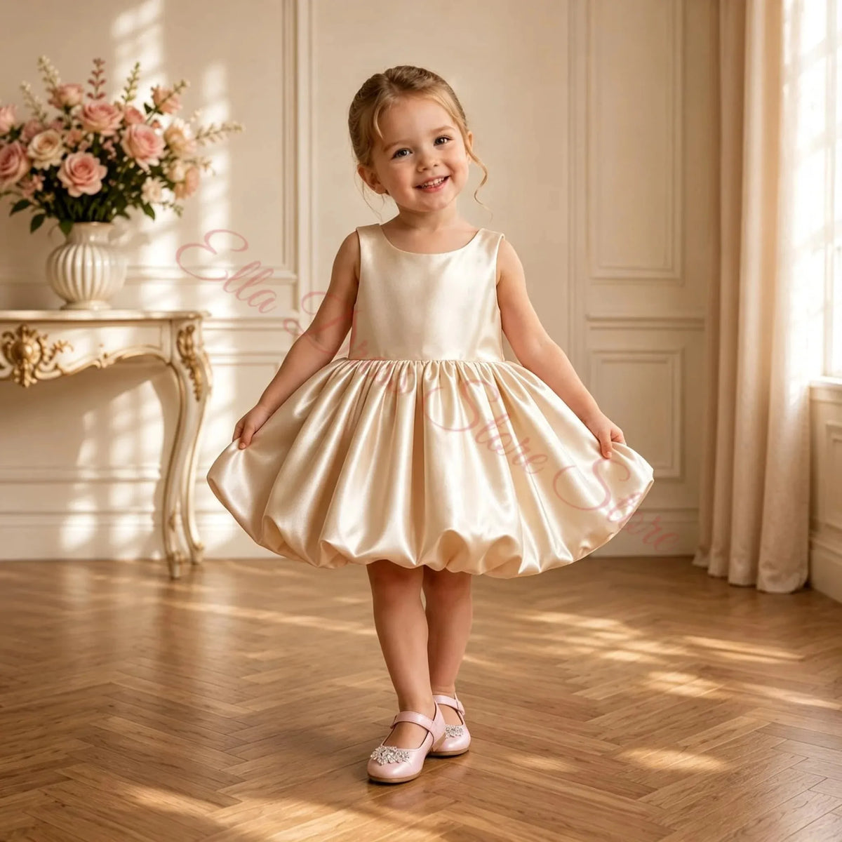 Wholesale Baby 3D Flower Girl Dress for Kids Bloomer Top Market
