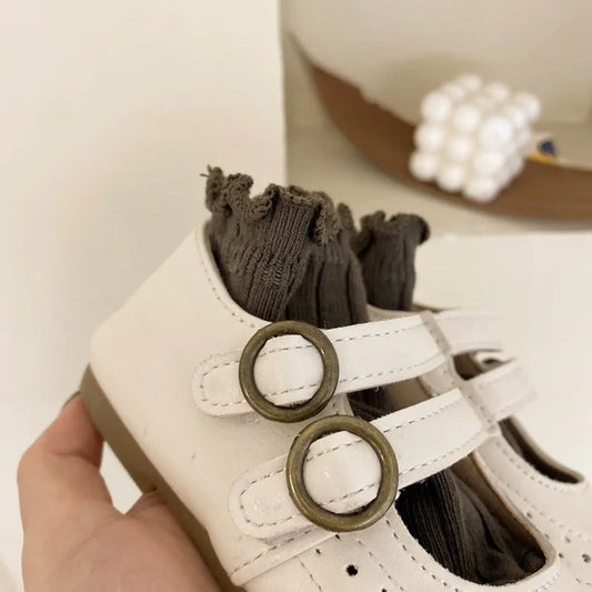 Girls Leather Shoes 2023 Spring Autumn New Versatile Children Retro Princess Shoes