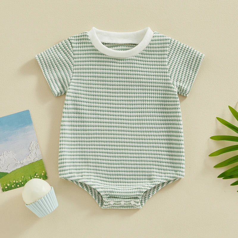 Darlin Baby Boy Summer Romper Colors Solid Striped Waffle