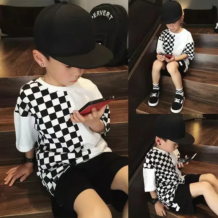 Daniela cat fish print summer children clothing Korean loose