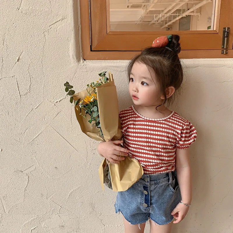 Charlotte Baby Girls Striped T-shirts Bowknot Backless