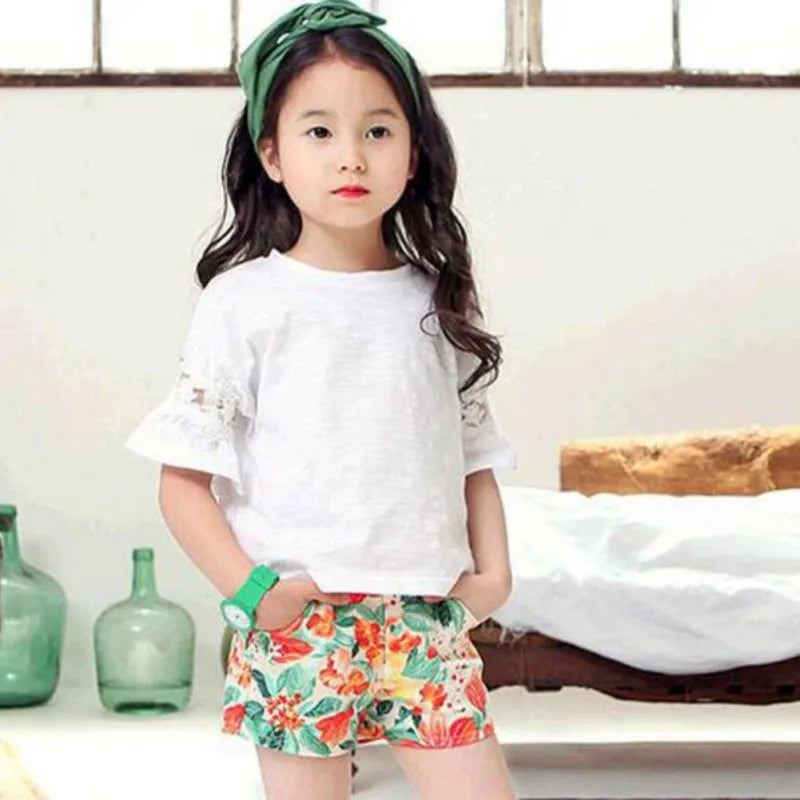 Abril Clothes Flare Sleeve Solid Print Lace Tops T-Shirts