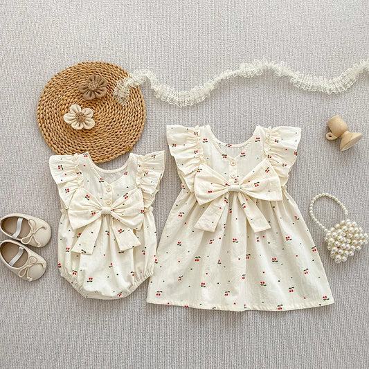 Sister Cherry Print Outfit