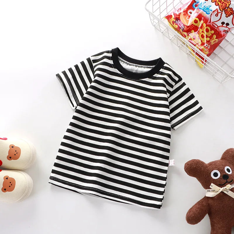Isabella Girls summer New Striped Baby Thin Section