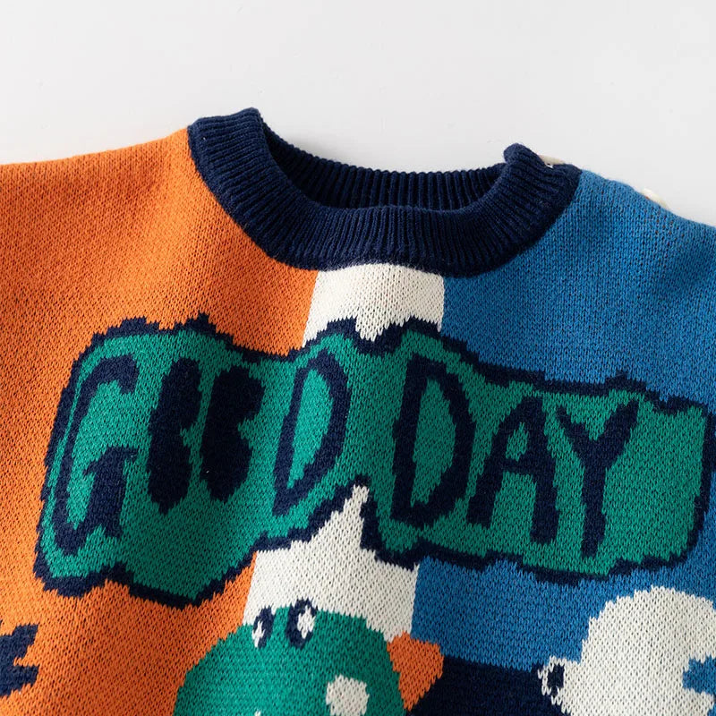 Liam Cute Cartoon Dinosaur Toddler Boys Knitted Sweater