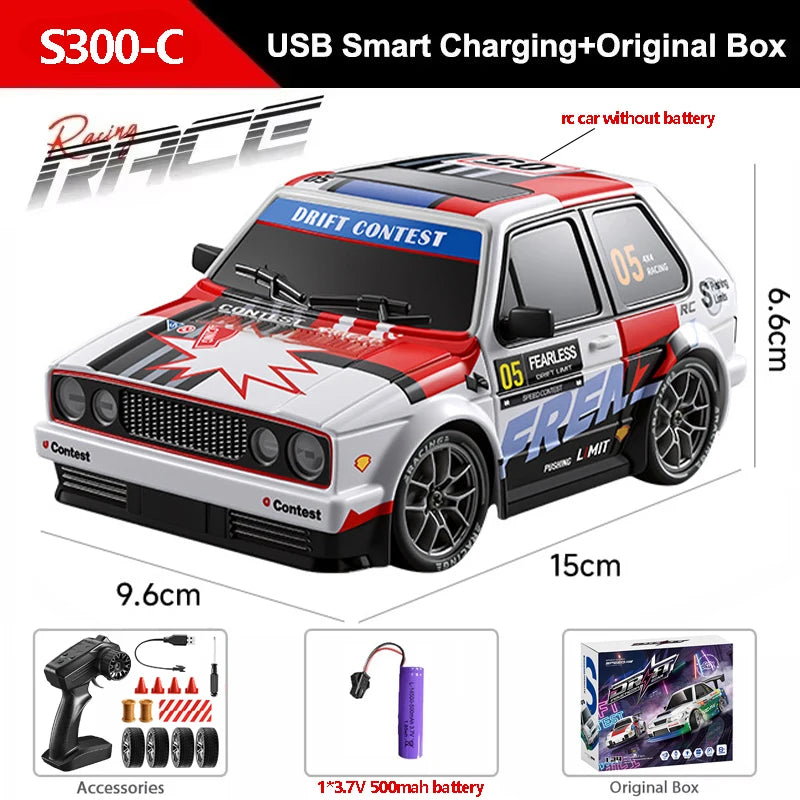 S300 1/24 RC Car 2.4G High Speed Drift 4WD Remote Control Car With Led Light Radio Controlled GTR Racing Model Boy Toy Gift