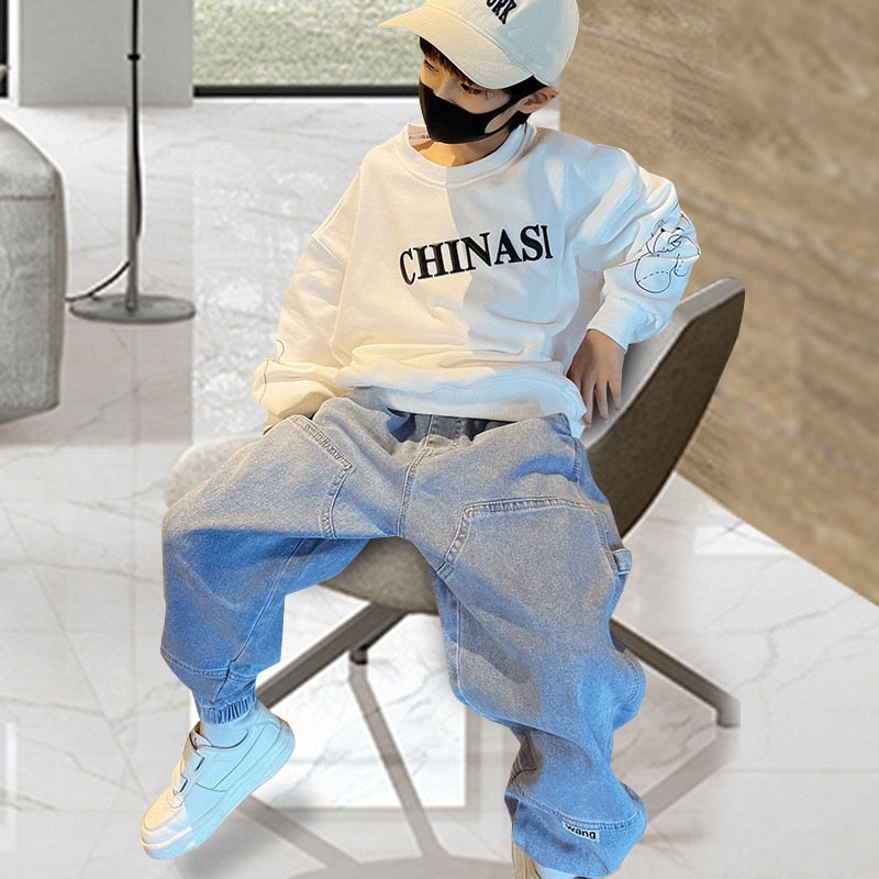 Luzu Kids Boys Cotton Teenage Loose Harem High Quality