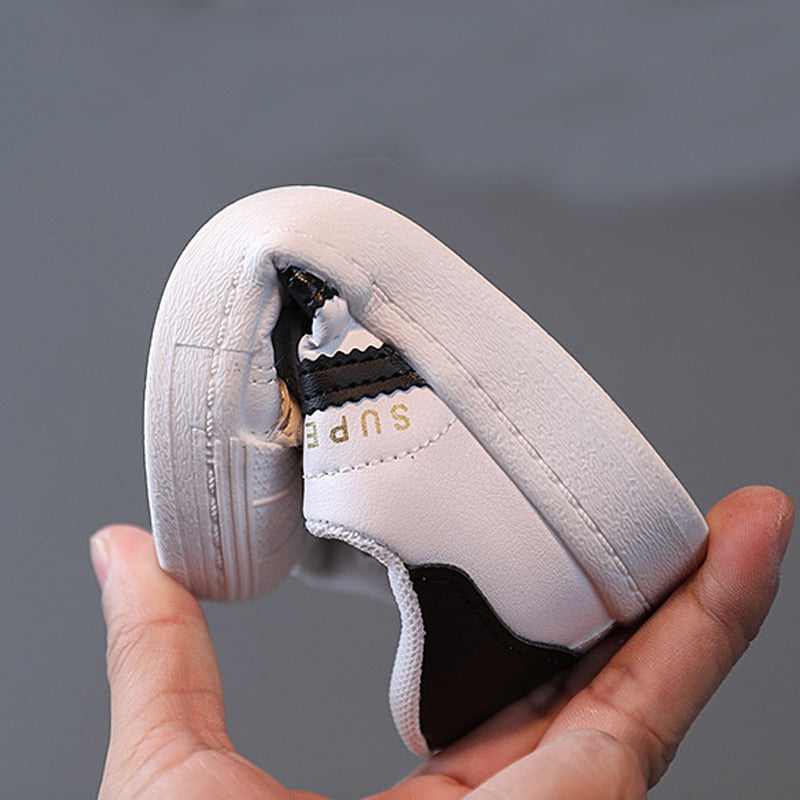 Sneakers Kids Fashion Design White Non-slip Casual Shoes Boys Hook Breathable - GuGuTon