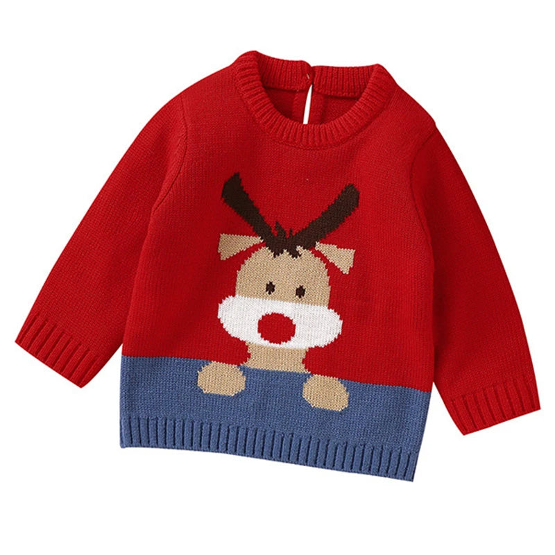 Zain Snowflake Print Cartoon Infantil Xmas Sweater