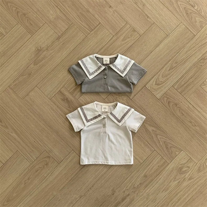 Jefrey Cotton Infant Boy Navy Solid Tops
