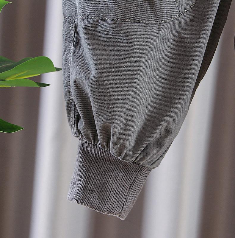 New Loose England Style Spliced Pocket Cotton Harem Wide Leg Trousers